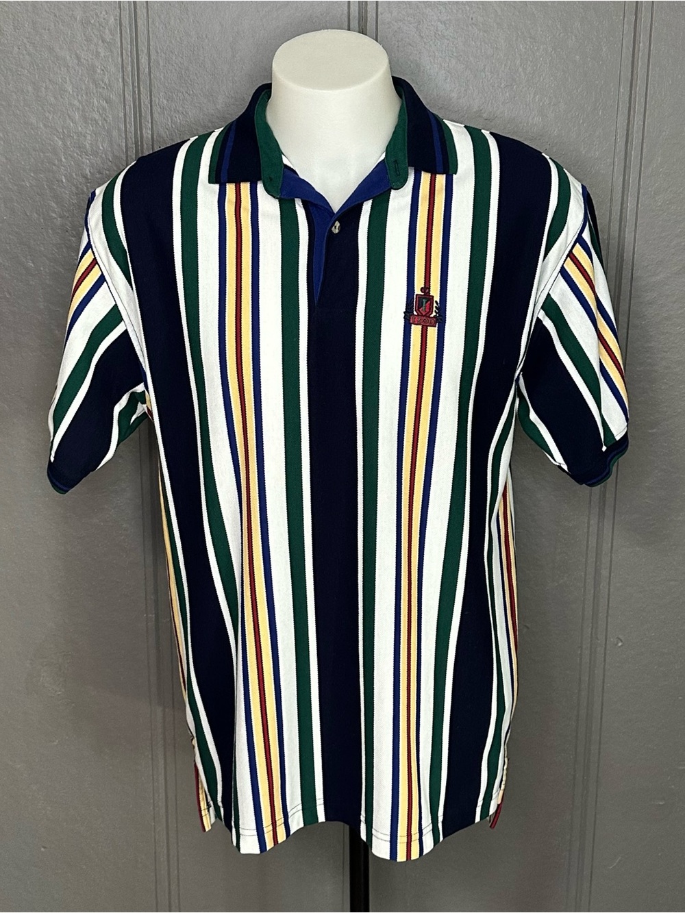 Vintage 90s Izod Vertical Striped Polo